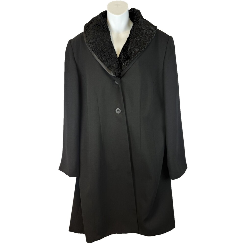 Jon Lawrence Black Trench Coat 18W NWT Removable Collar Plus Size 975241